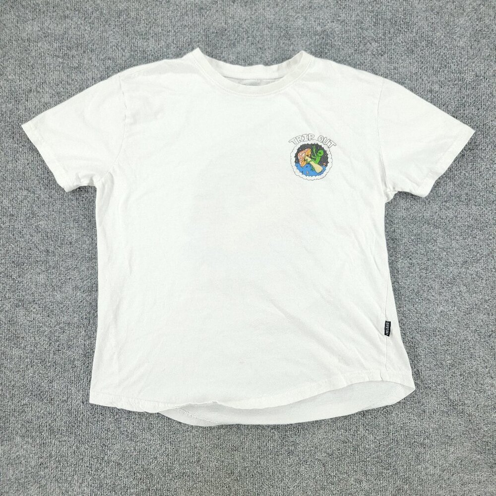 Dikotomy Shirt Men's Medium White Trip Out Alien Mushroom Short Sleeve Adult M